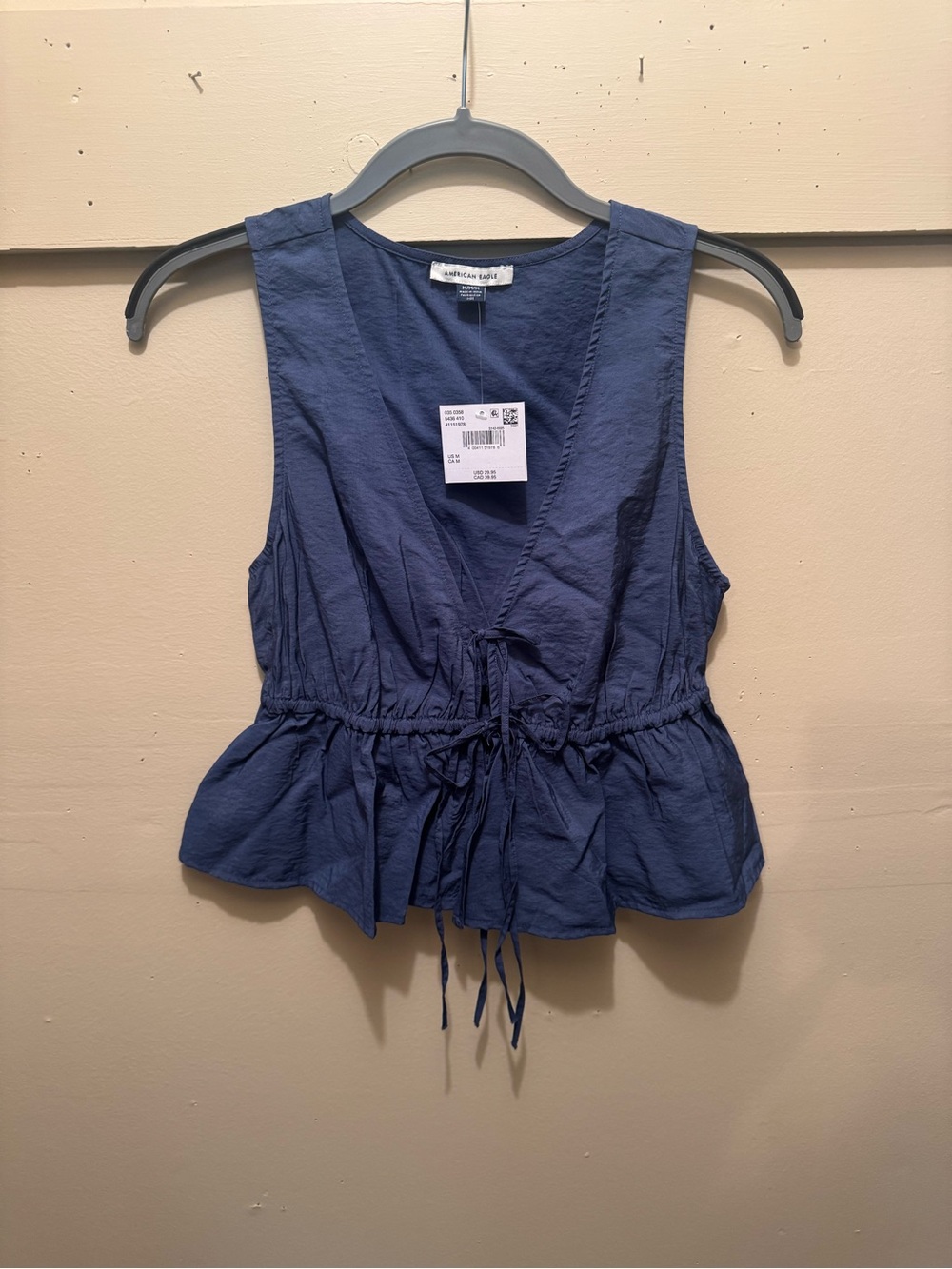 American Eagle Outfitters Navy Drawstring Peplum Camisole